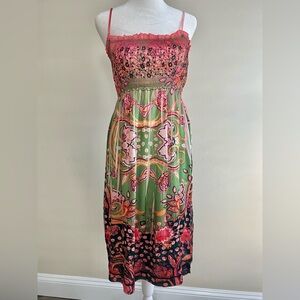 Fairycore Floral Sequin Colorful Festival Lapis Burnout Dress One Size